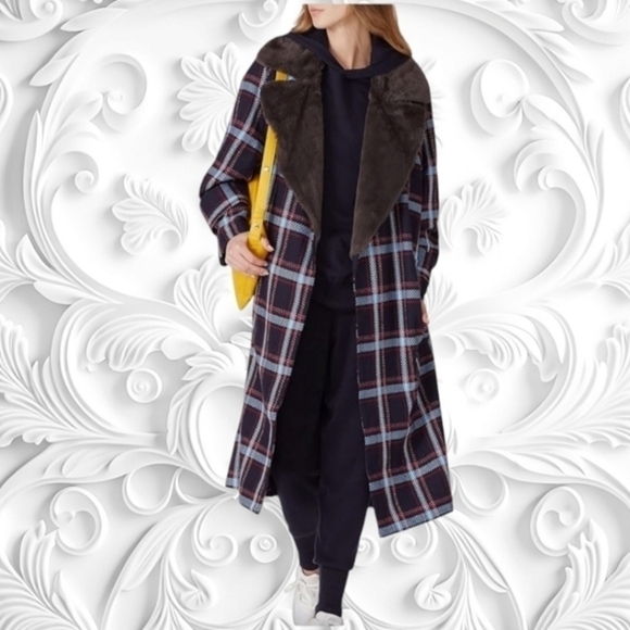 Victor Alfaro Jackets & Blazers - Victor Alfaro Collective Oversized Tweed Faux Fur Collar Coat XXL